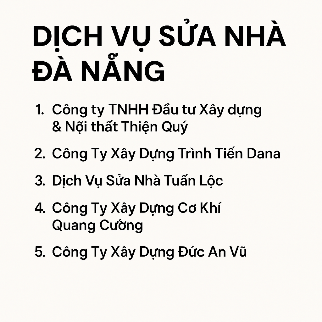 Top 5 dịch vụ sửa nhà Đà Nẵng chất lượng nhất năm 2025